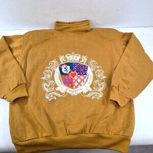 Vintage Emporio Gitano Womens Size Medium Mustard Mock Turtleneck Crest Logo 80s